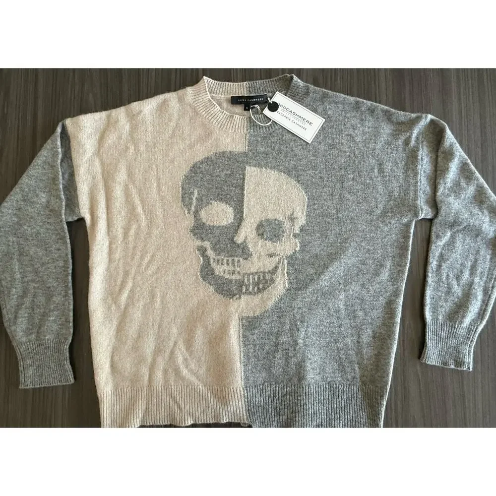 NWT $449 SKULL CASHMERE 🔥 100% cashmere Sweater Grey, Size Medium - Picture 7 of 10